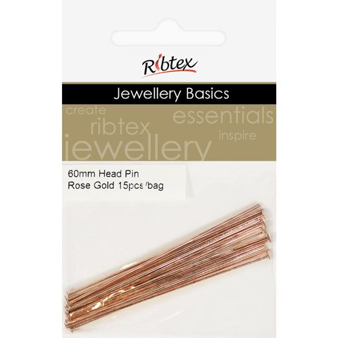 Head Pins 60mm Rose Gold 15Pcs