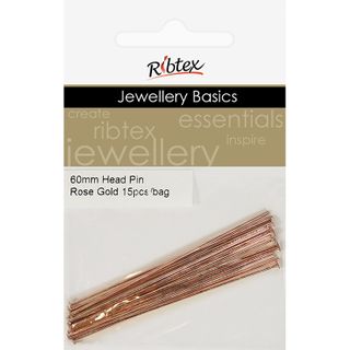 Head Pins 60mm Rose Gold 15Pcs