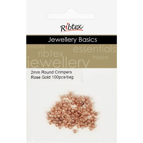 Jf Crimpers Round 2Mm Rose Gold 100Pc
