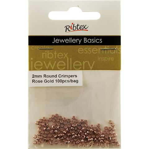 Jf Crimpers Round 2Mm Rose Gold 100Pc