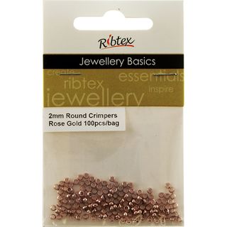 Jf Crimpers Round 2Mm Rose Gold 100Pc