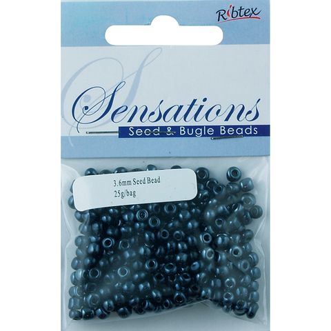 Bead Glass Seed 3.6mm Steel Blue 25G