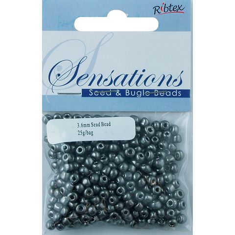 Bead Glass Seed 3.6mm Steel Grey 25G