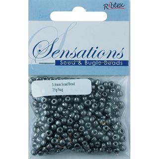 Bead Glass Seed 3.6mm Steel Grey 25G