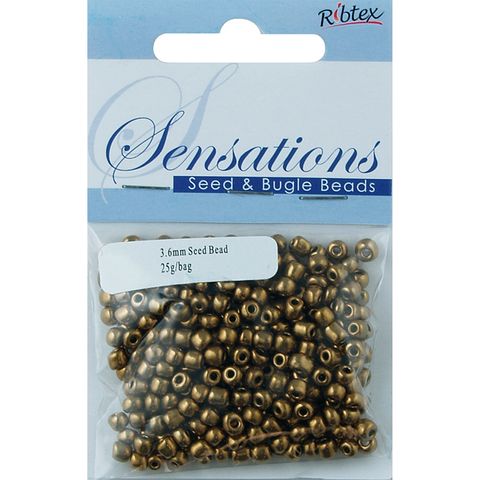 Bead Glass Seed 3.6mm Ant Gold 25G