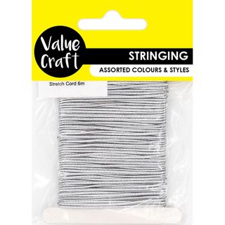 CRAFT ELASTIC STRETCH CORD SILVER 6M