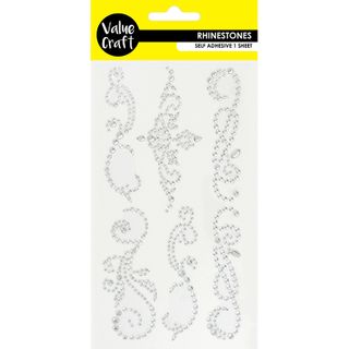 Craft Rhinestones Silver Flourish 6Pc