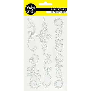 CRAFT RHINESTONES SILVER FLOURISH 6PC