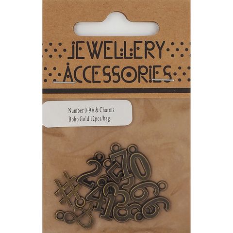 Jf Charms Numbers Boho Gold 12Pc