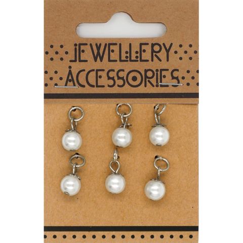 Charm - Pearls Silver 6Pcs