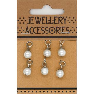 Charm - Pearls Silver 6Pcs