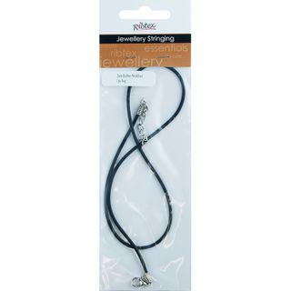 Necklace Rubber 2mm Black Silver 1Pc