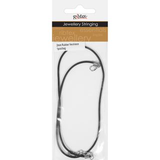 Necklace Rubber 2mm Black Silver 1Pc