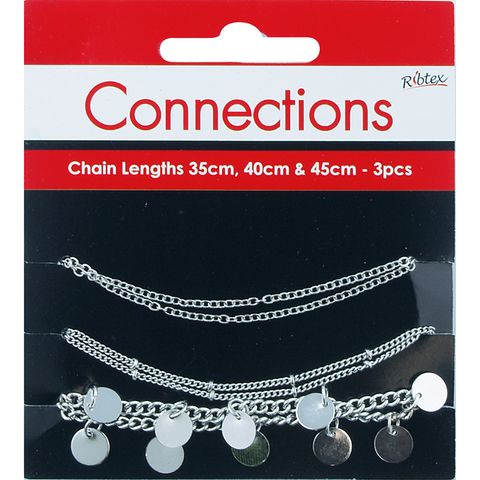 Chain Plain Ball Disc Bright Silver 3Pcs