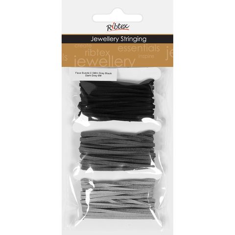 Faux Suede 2.5mm Grey Black Dark Grey 6m