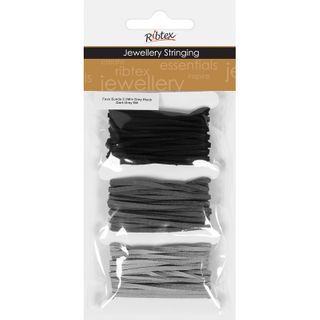 Faux Suede 2.5mm Grey Black Dark Grey 6m