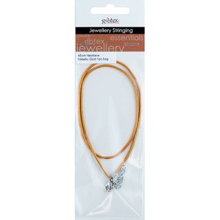 Necklace Leather Metal Gold 45cm 1Pc