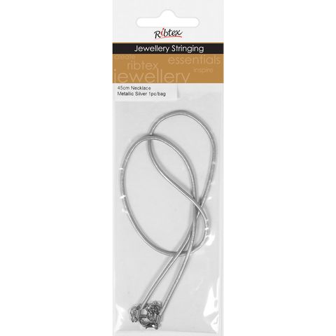Necklace Leather Metal Silver 45cm 1Pc