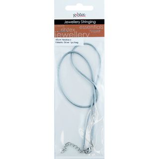 Necklace Leather Metal Silver 45cm 1Pc