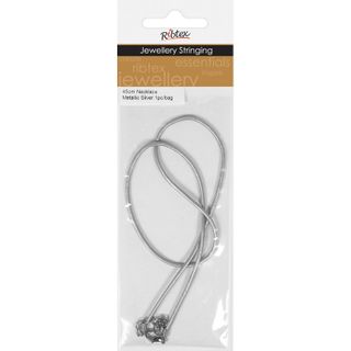 Necklace Leather Metal Silver 45cm 1Pc