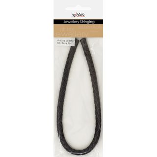 Jf Cord Plaited Leather Dk Grey 30Cm 1Pc