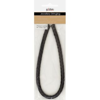JF CORD PLAITED LEATHER DK GREY 30CM-1PC