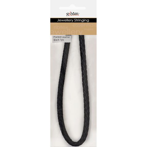 JF CORD PLAITED LEATHER BLACK 30CM-1PC