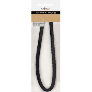 JF CORD PLAITED LEATHER BLACK 30CM-1PC