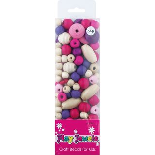 Bead Bp Wood Pink-Purple-White Asst 55G