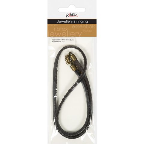 Necklace Leather 5mm Dark Brown Boho 1Pc