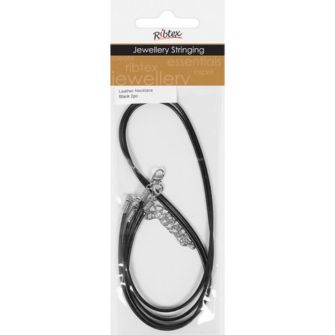 Necklace Leather 1mmx48cm Black 2Pcs