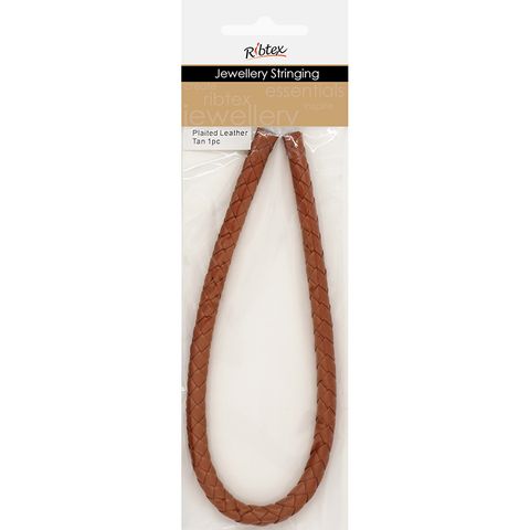 Tan Leather Plaited Cord  1 Piece  30Cm