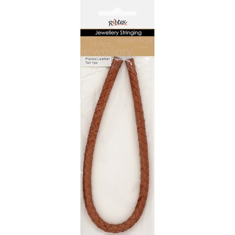 JF CORD PLAITED LEATHER TAN 30CM-1PC