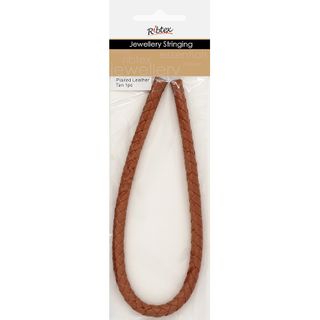 Tan Leather Plaited Cord  1 Piece  30Cm