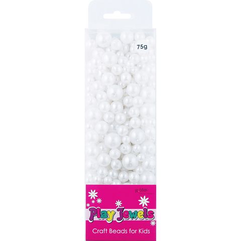 Bead Blister Pack White Asst Pearls 75G