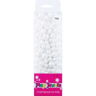 Bead Blister Pack White Asst Pearls 75G