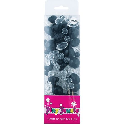 Bead Bp Asst Plastic Black - Clear 100G