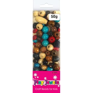 Bead Blister Pack Asst Wood Beads 50G