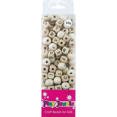 Bead Bp Asst Wood Rnd-Wood Alphabet 50G