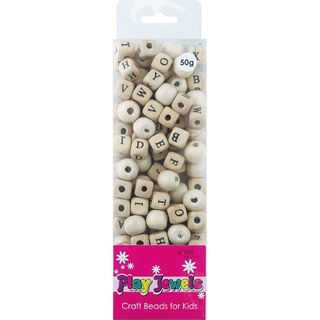 Bead Bp Asst Wood Rnd-Wood Alphabet 50G