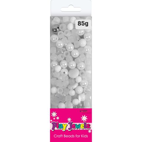 Bead Bp Asst Plastic Clear - White 85G