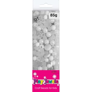 Bead Bp Asst Plastic Clear - White 85G