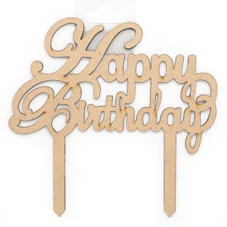 CAKE TOPPER WOOD HAPPY BIRTHDAY 1PC