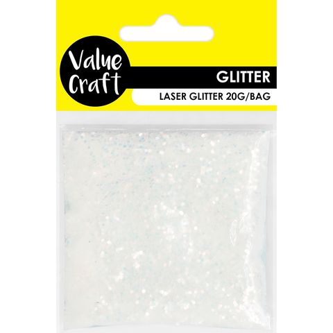 CRAFT GLITTER LASER WHITE AB 20G