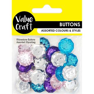 Button Rhinestone Pastel 20Pcs