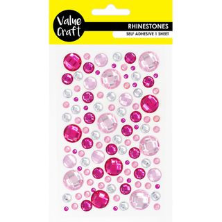 CRAFT RHINESTONE BUBBLE  PINK-SILVER 1SH