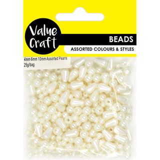 PEARL PLASTIC BEAD DROP IVORY 25G