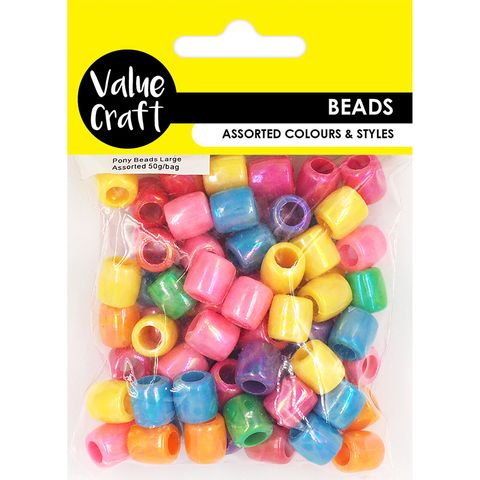 BEAD PONY LARGE ASSORTED IRIDESCENT 50G