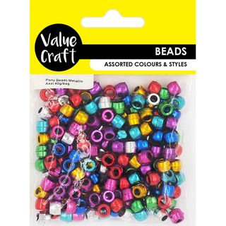PONY BEADS METALLIC FINISH ASST 40G