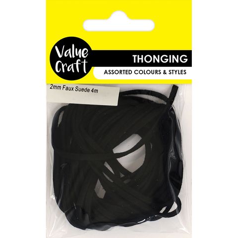 SUEDE THONGING 2MM BLACK 4M